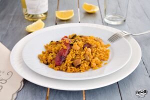 Pastel de calabacín, arroz y garbanzos